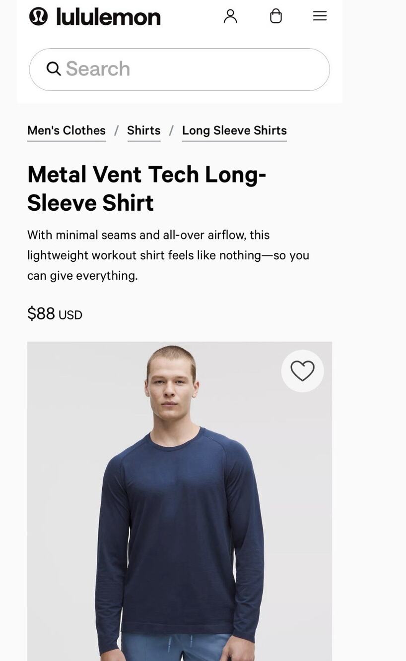 Lululemon Metal Vent Shirt Men XL Long Sleeve Athletic Running Performance